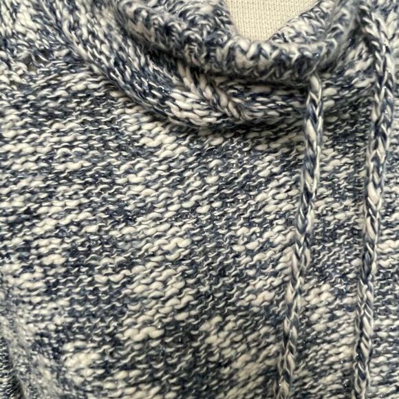 Chaps Petite Blue Marled Yarn Knit Cowl Neck Sweater Size XL Cotton Blend Cozy - Picture 2 of 5